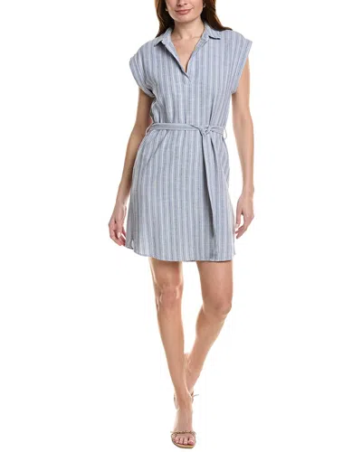 Bella Dahl Belted Linen-blend Mini Dress In Blue