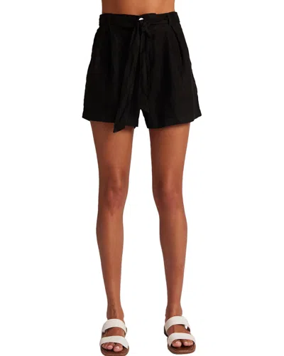 Bella Dahl Belted Pleat Front Linen Short In Black