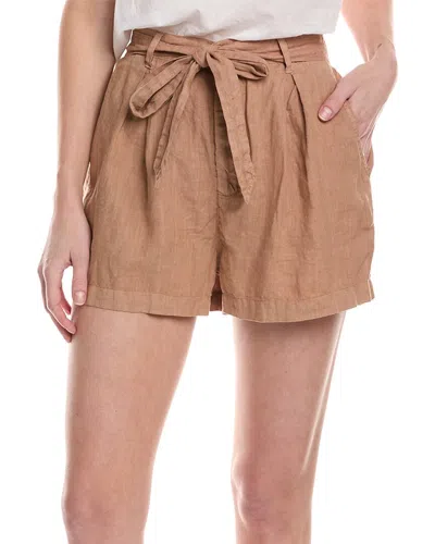 Bella Dahl Belted Pleat Front Linen Short In Brown