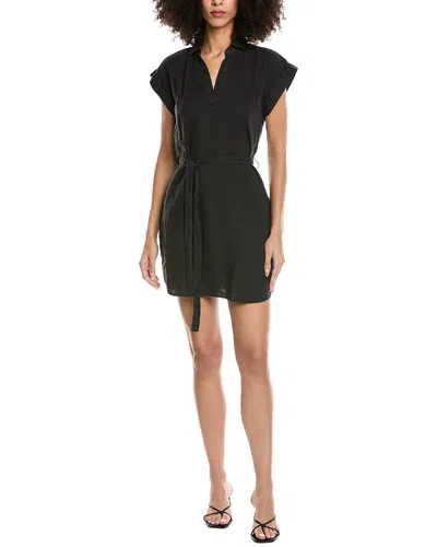 Bella Dahl Belted Tunic Linen Shirtdress In Black