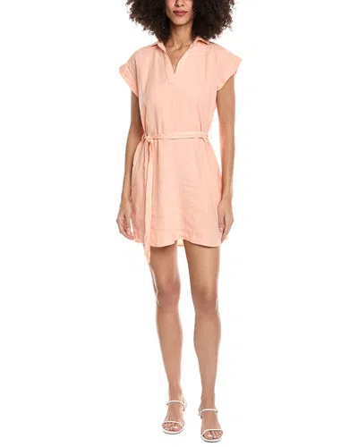 Bella Dahl Belted Tunic Linen Shirtdress In Pink
