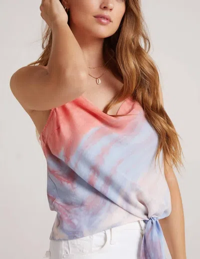 Bella Dahl Bias Cowl Neck Tie Up Cami In Poppy In Blue