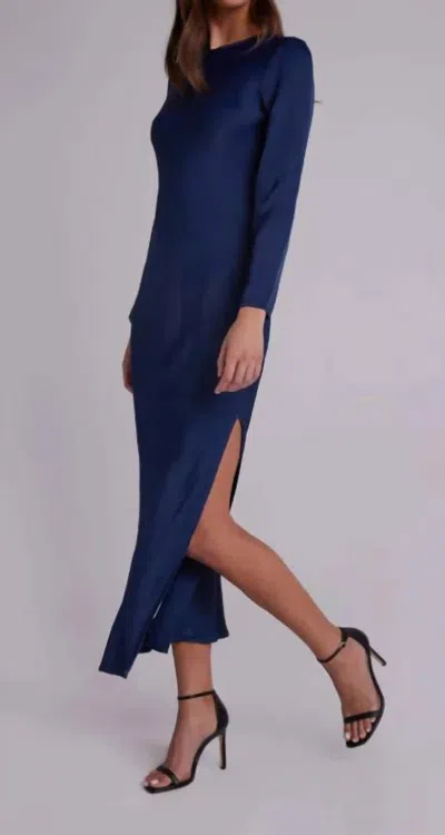 Bella Dahl Bias Long Sleeve Slip Dress In Dark Azure In Blue