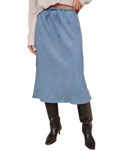 Bella Dahl Bias Midi Skirt In Indigo Harbor Wash In Blue