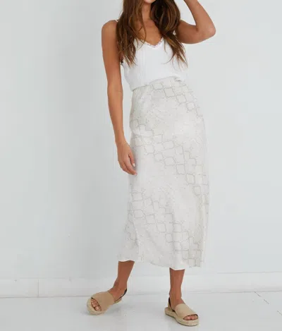 Bella Dahl Bias Midi Skirt In Natural Snake Print In White
