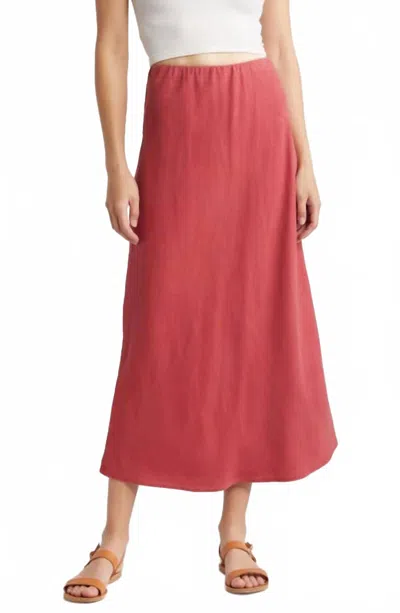 Bella Dahl Bias Midi Skirt In Riviera Red In Pink
