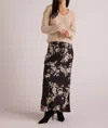Bella Dahl Bias Skirt In Ivory Black Floral In Multi