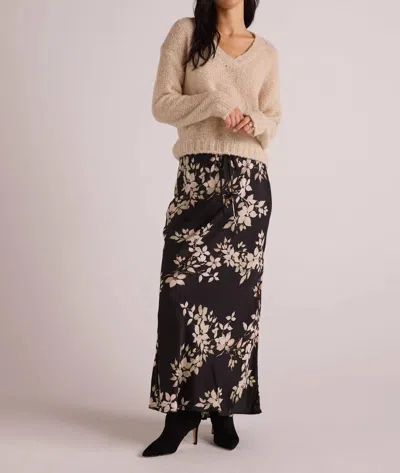 Bella Dahl Bias Skirt In Ivory Black Floral In Multi