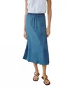 Bella Dahl Bias Tie Midi Skirt In Moonlit Wash In Blue