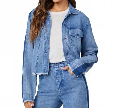 Bella Dahl Billie Tacked Sleeve Denim Jacket In Laguna Wash In Animal Print