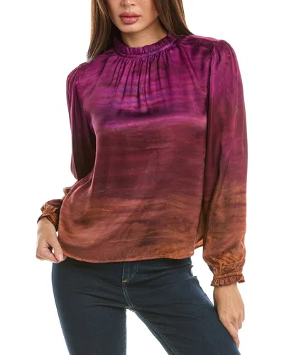 Bella Dahl Bishop Sleeve Ruffle Neck Top In Multi