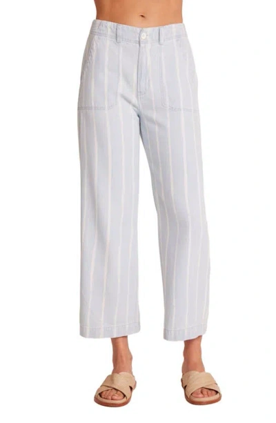 Bella Dahl Blakely Stripe Cotton Blend Wide Leg Ankle Trousers In Beach Stripe Wash