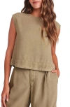 Bella Dahl Boxy Button Back Top In French Olive In French Olive
