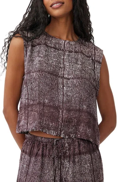 Bella Dahl Boxy Button Back Sleeveless Top In Animal Print