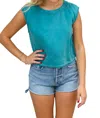 Bella Dahl Boxy Button Back Top In Deep Azure In Blue