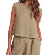 Bella Dahl Boxy Button Back Top In French Olive In Multi