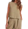 Bella Dahl Boxy Button Back Top In French Olive In Multi
