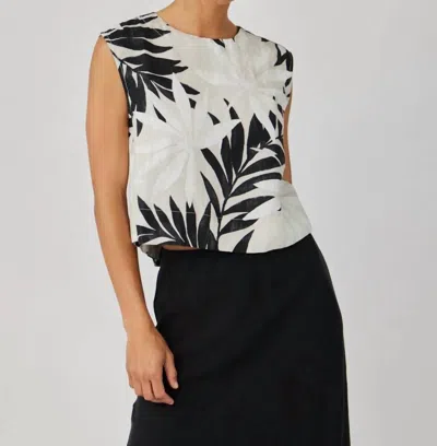 Bella Dahl Boxy Button Back Top In Maui Palm Print
