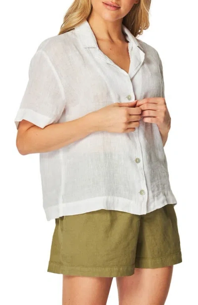Bella Dahl Boxy Linen Camp Shirt In White
