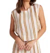 Bella Dahl Boxy Button Back Sleeveless Linen Blend Top In Multi