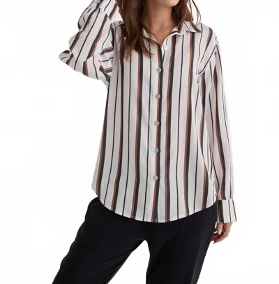 Bella Dahl Boyfriend Button Down Shirt In Autumn Lurex Stripe In Neutral