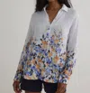 Bella Dahl Placed Floral Linen Blend Button-up Shirt In Multi