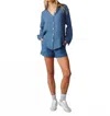 Bella Dahl Boyfriend Button Down Tee In Antique Indigo In Blue
