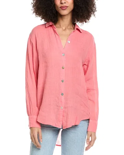 Bella Dahl Boyfriend Linen Button Down Shirt In Pink