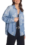 Bella Dahl Boyfriend Paisley Oversize Denim Button-up Shirt In Blue