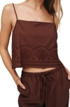 Bella Dahl Button Back Crop Top In Sea Glass Brown In Brown