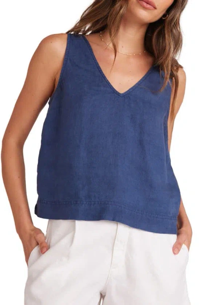 Bella Dahl Button Back Linen Tank In Brazilian Navy