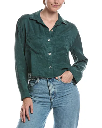 Bella Dahl Button Down Cropped Shirt In Green