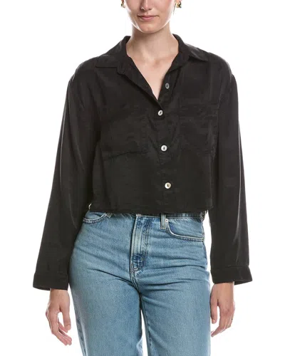 Bella Dahl Button Down Cropped Shirt In Black