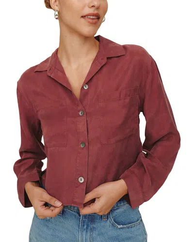 Bella Dahl Button Down Cropped Shirt In Burgundy