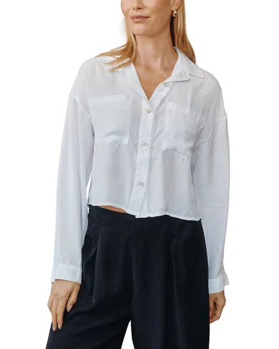 Bella Dahl Button Down Cropped Shirt In White
