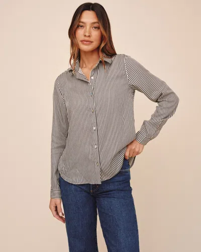 Bella Dahl Stripe Oversize Button-up Shirt In Gray