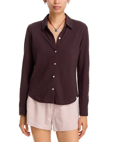 Bella Dahl Button Front Knit Top In Purple