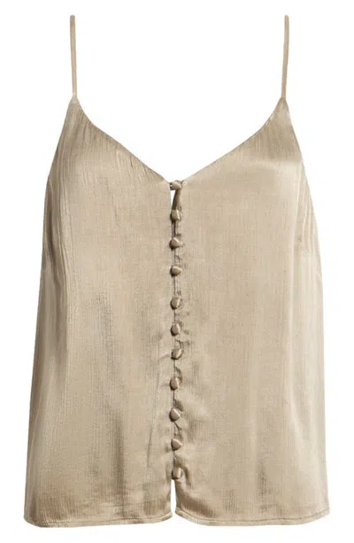 Bella Dahl Button Front Satin Camisole In Brown