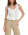 Bella Dahl Button Front Shirred Tank Top In White In White