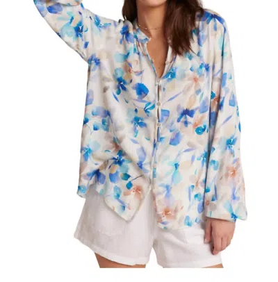 Bella Dahl Button Loop Front Shirt In Malibu Floral Print In White
