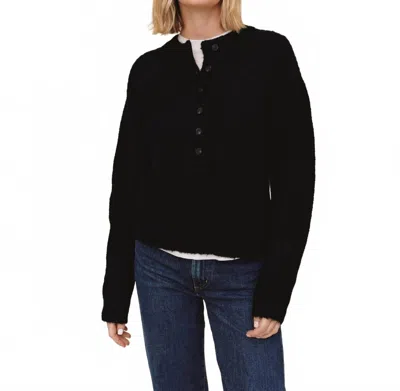 Bella Dahl Button Placket Pullover Sweater In Black
