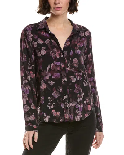 Bella Dahl Rounded Hem Button Front Shirt In Purple