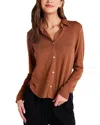 Bella Dahl Long Sleeve Knit Button Down Top In Twilight Gold In Brown