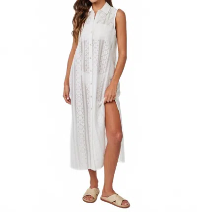 Bella Dahl Button Up Side Slit Duster Dress In Off White