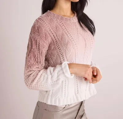 Bella Dahl Cable Crew Neck Sweater In Mocha Ombre Dye In Multi
