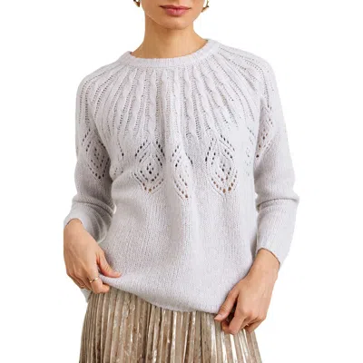 Bella Dahl Cable Stitch Merino Wool & Cashmere Blend Sweater In White