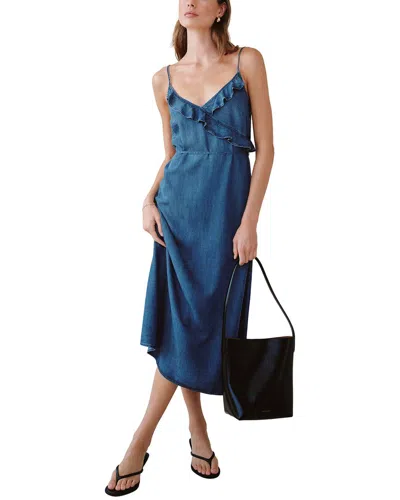 Bella Dahl Ruffle Midi Dress In Denim In Blue