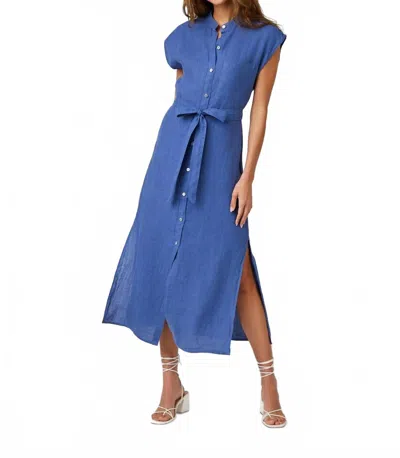 Bella Dahl Cap Sleeve Button Front Midi Dress In Antique Indigo In Blue