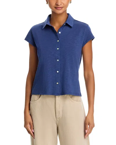 Bella Dahl Cap Sleeve Button Front Shirt In Blue