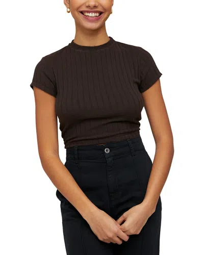 Bella Dahl Cap Sleeve Crew T-shirt In Brown